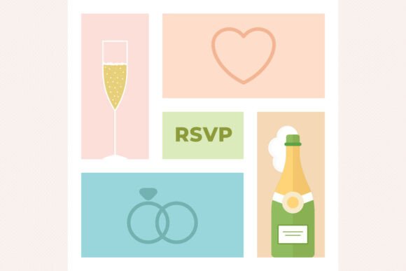 Download RSVP Wedding Banner Flat Illustration - Illustration Collection
