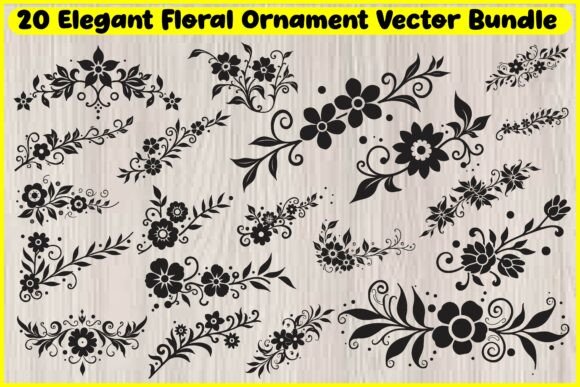 Download 20 Botanical Flourish &amp; Flower Ornament - Botanical Collection