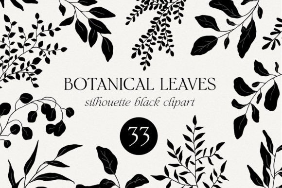 Download Botanical Black Floral Leaves Clipart - Botanical Collection